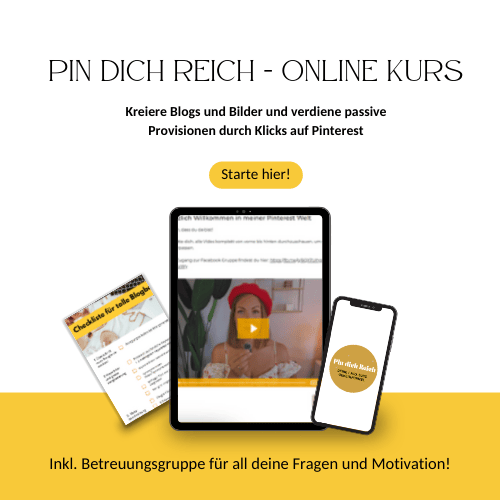 Pin dich reich - Online Kurs Mockup Pin dich reich - Online Kurs Mockup